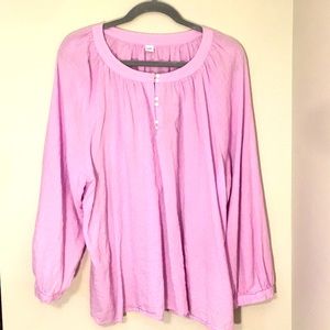 Plus Size (XXL) Old Navy Pink Boho Gauze Blouse w/ 3/4 length sleeves.